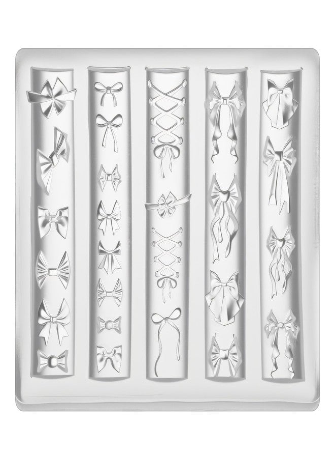 Thrymme Bow Nail Mold, 3D Silicone Nail Molds with Bow for Women, Craft Project Fingertip Art (Transparent) - Image 1